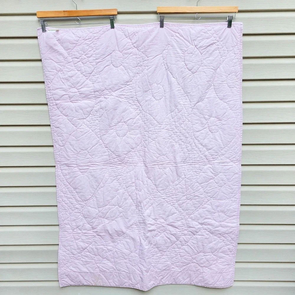 Pottery Barn Kids Toddler Crib Quilt Pink White Silver Medallion Nursery 50x36